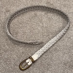 Capezio White Vintage Braided Woven Genuine Leather Belt Size M/L